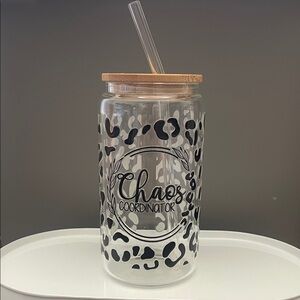 Chaos Coordinator Leopard Print Glass Tumbler